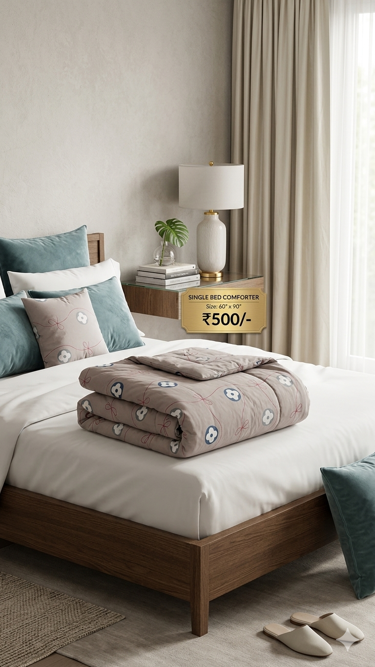 Heavy Quality Single Bed Comforter 60×90 Inch | 1500 GSM Warm & Comfortable
