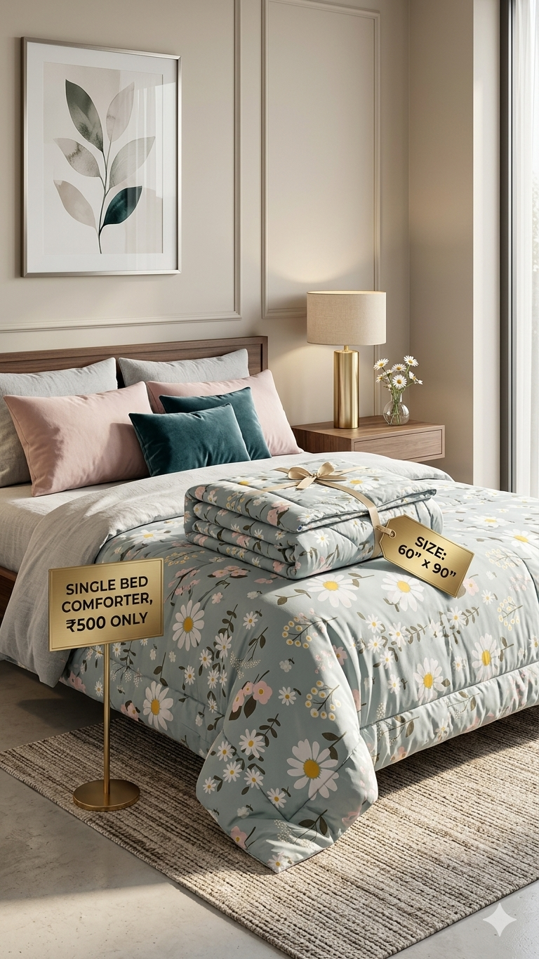 Heavy Quality Single Bed Comforter 60×90 Inch | 1500 GSM Warm & Comfortable