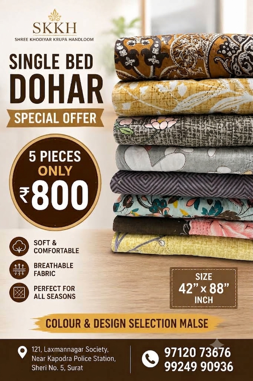 5 Pcs Dohar Set – 42*88 Inch | Soft & Lightweight | Only 800