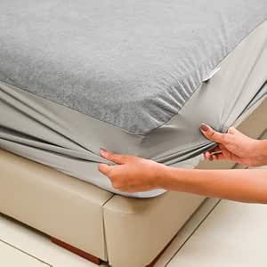 72*72 inch (6*6 foot)Ultra Soft Gray Mattress Protector – 100% Waterproof