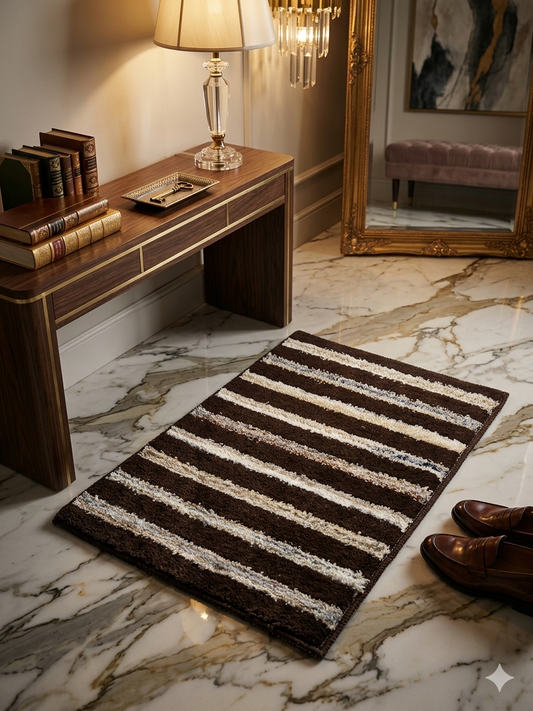 Pack of 2 Premium Striped Doormats Combo – Luxury Home Collection (16x24 Inch) coffe colour