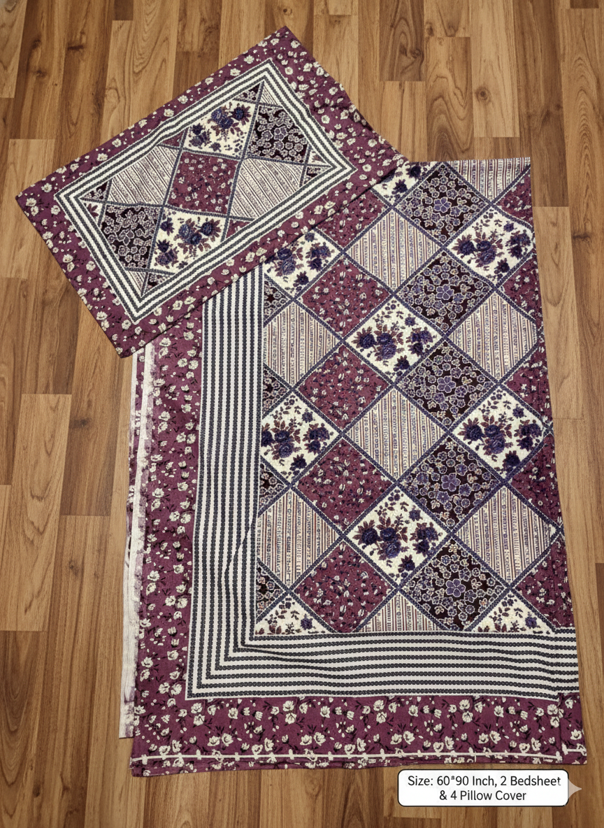 Single Bed Combo Pack – 2 Sheets & 4 Pillow Covers