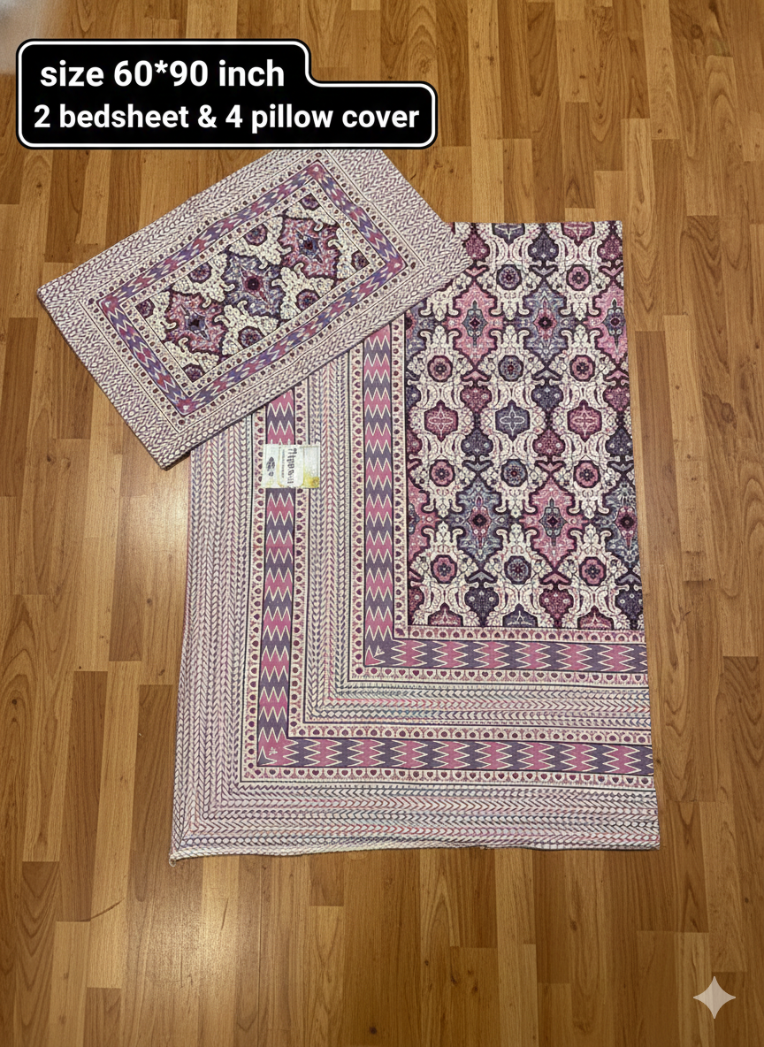 Single Bed Combo Pack – 2 Sheets & 4 Pillow Covers