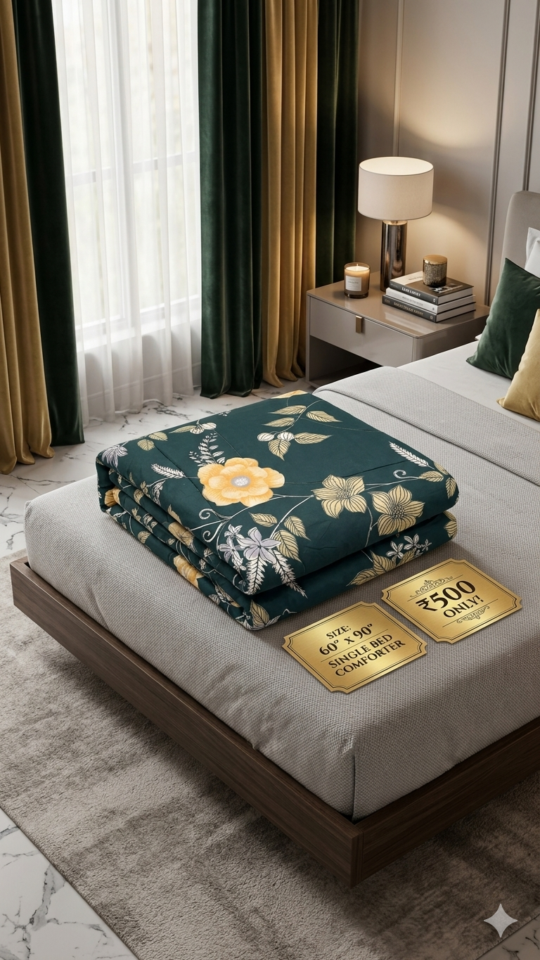 Heavy Quality Single Bed Comforter 60×90 Inch | 1500 GSM Warm & Comfortable