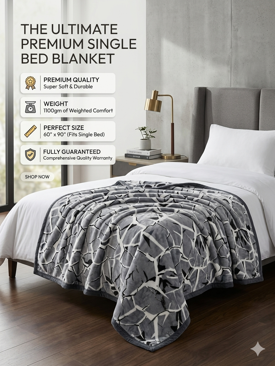 Premium Super Soft Single Blanket | 60x90 Inch | 1100 GSM Heavy Warm | Luxury Comfort @ ₹500