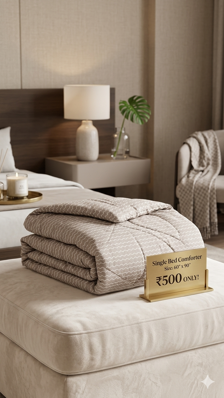 Heavy Quality Single Bed Comforter 60×90 Inch | 1500 GSM Warm & Comfortable