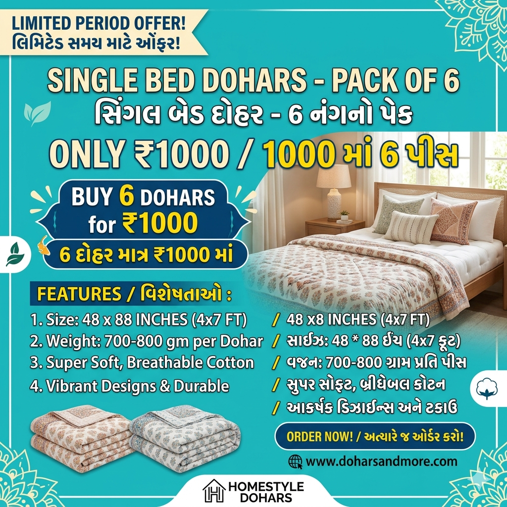 ❤️6 pis in 1000 ultrasonic material dohar size 48*88 inch