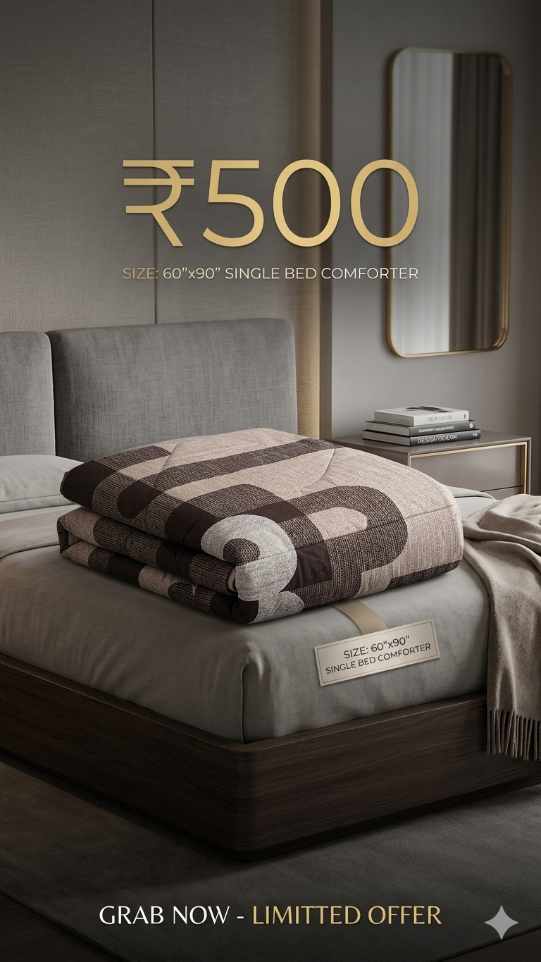 Heavy Quality Single Bed Comforter 60×90 Inch | 1500 GSM Warm & Comfortable