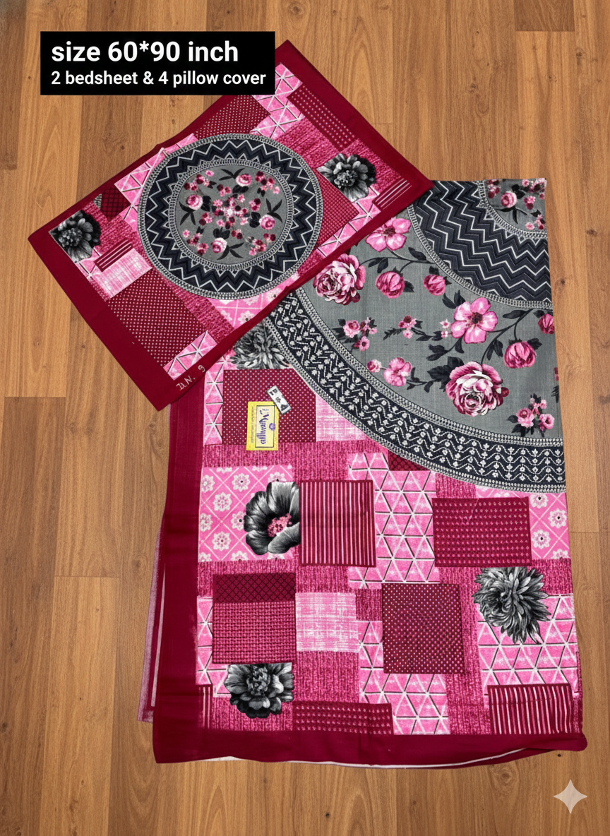 Single Bed Combo Pack – 2 Sheets & 4 Pillow Covers