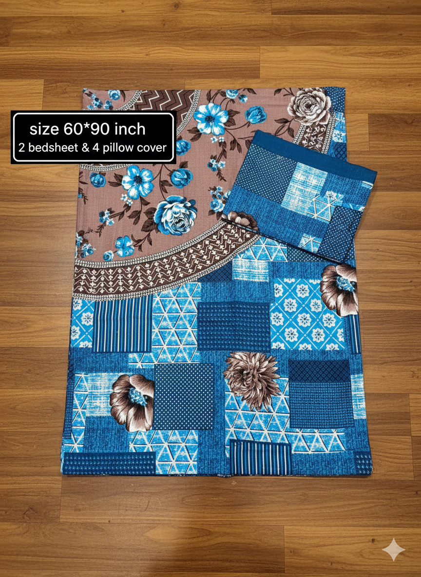 Single Bed Combo Pack – 2 Sheets & 4 Pillow Covers