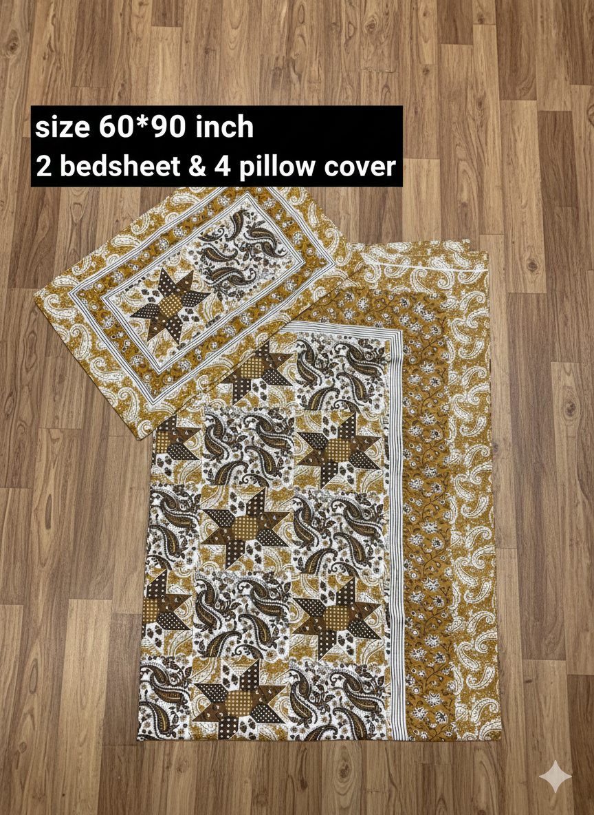 Single Bed Combo Pack – 2 Sheets & 4 Pillow Covers