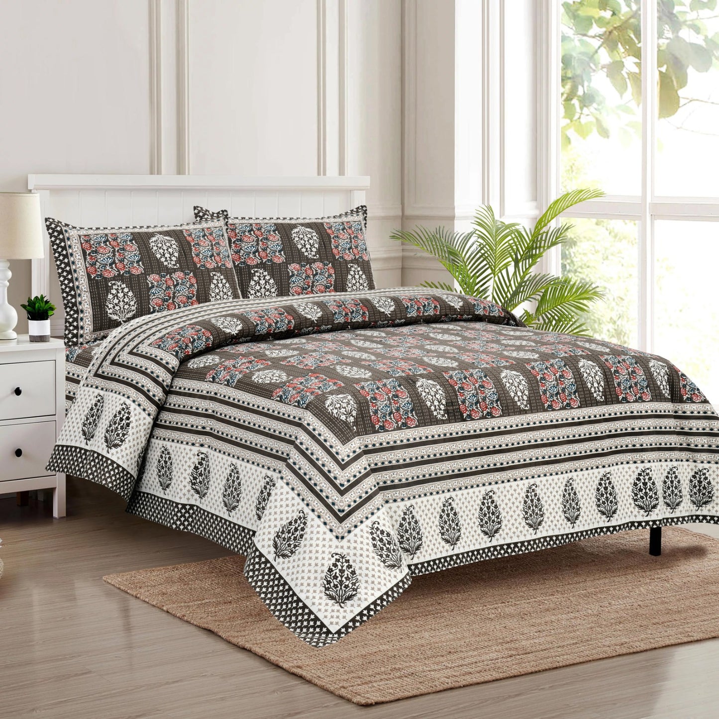 Premium Jaypuri Cotton Bedsheet | 100% Pure Cotton | 108x108 Inch