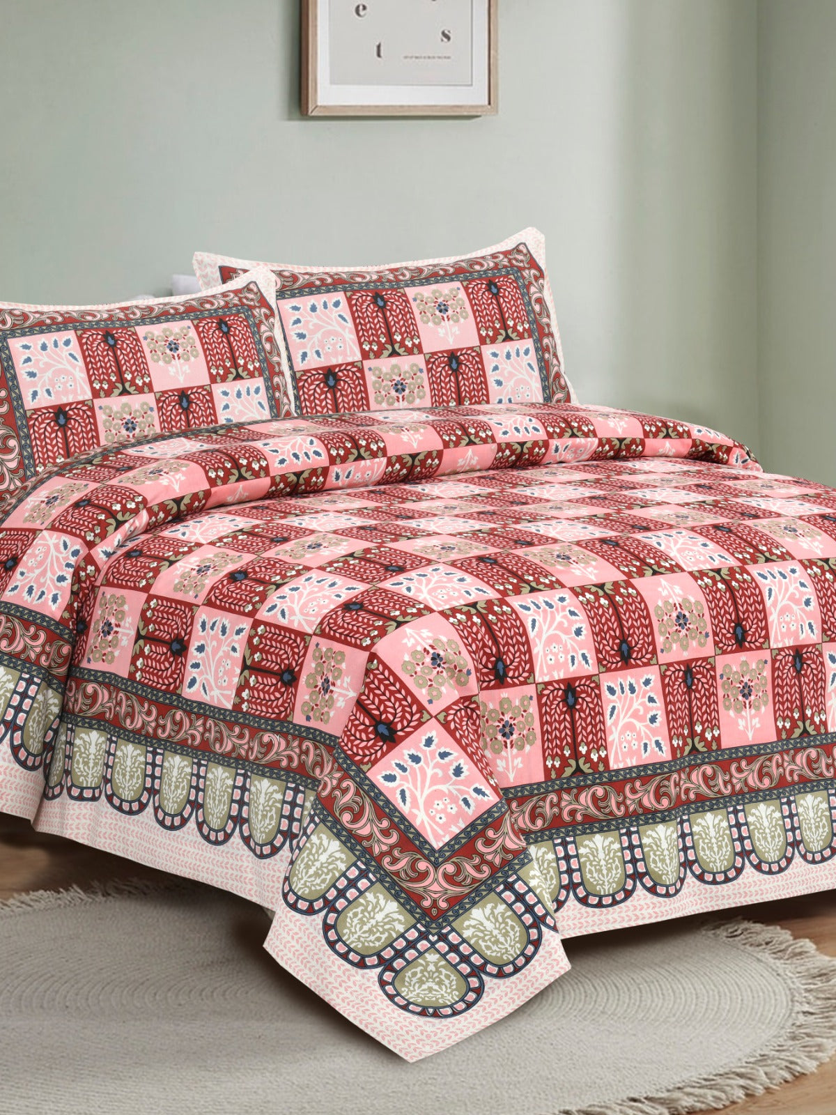 Premium Jaypuri Cotton Bedsheet | 100% Pure Cotton | 108x108 Inch