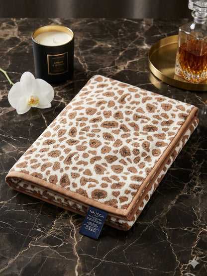 Nautica Home Premium 650 GSM Leopard Print Cotton Bath Towel (30 x 60 Inches)