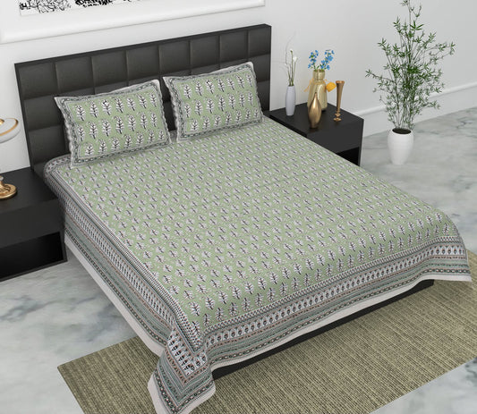 Jaypuri Cotton Double Bed Bedsheet 93x108 | Premium Traditional Print | Soft & Comfortable Fabric