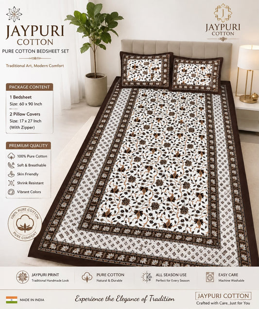 single bed 🛏️ 60×90 Inch Bedsheet | 🛌 2 Pillow Covers 17×27 Inch