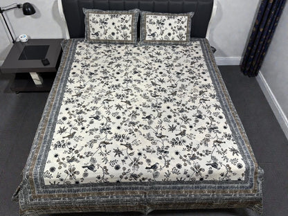 Jaypuri Cotton Double Bed Bedsheet 93x108 | Premium Traditional Print | Soft & Comfortable Fabric