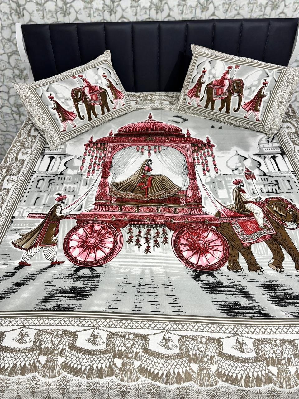 Jaypuri Cotton Double Bed Bedsheet 93x108 | Premium Traditional Print | Soft & Comfortable Fabric