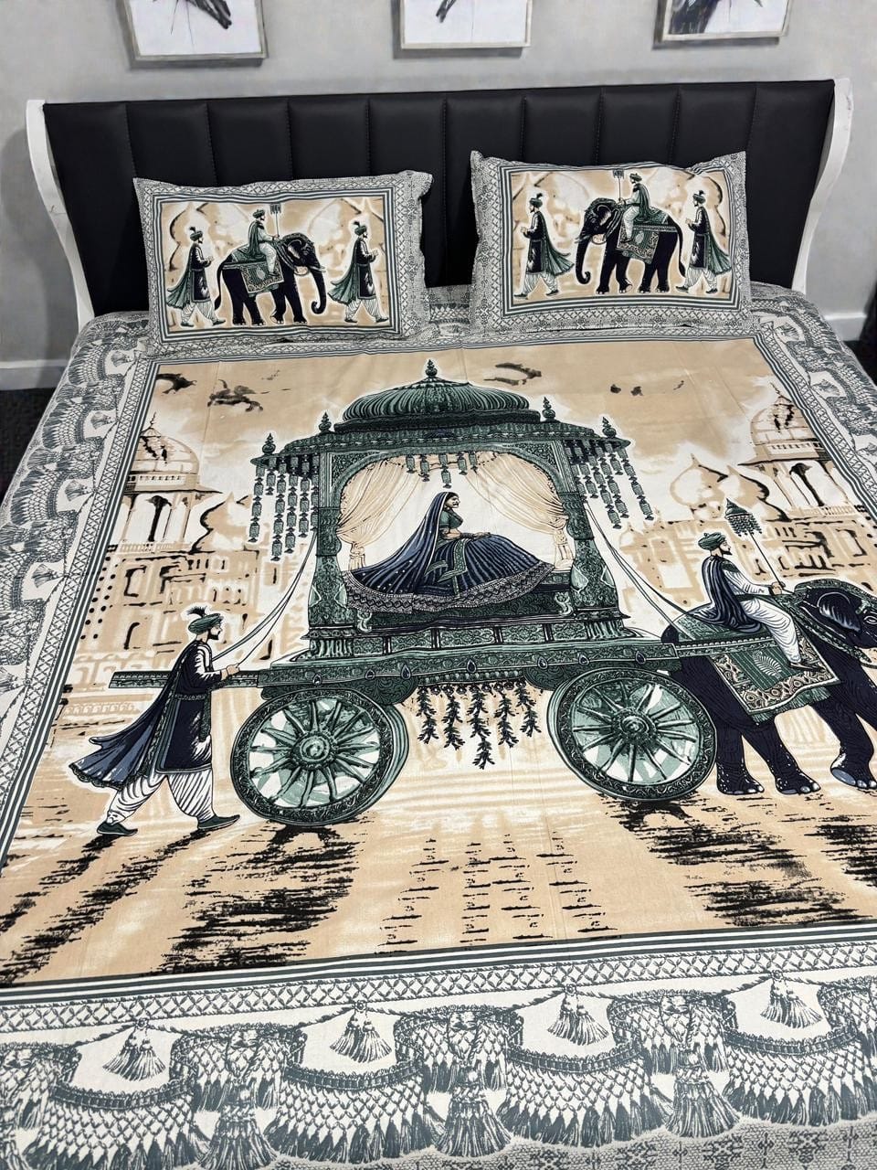 Jaypuri Cotton Double Bed Bedsheet 93x108 | Premium Traditional Print | Soft & Comfortable Fabric