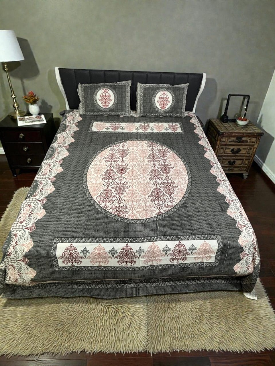 Jaypuri Cotton Double Bed Bedsheet 93x108 | Premium Traditional Print | Soft & Comfortable Fabric