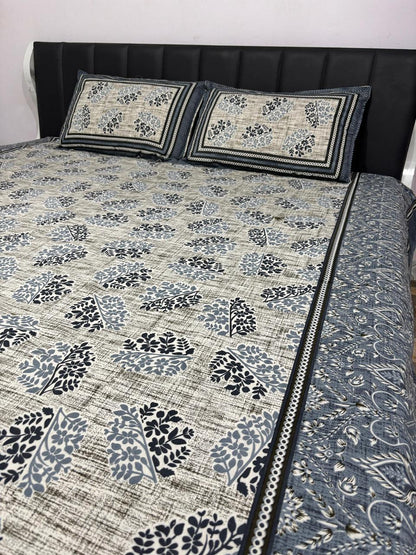 Jaypuri Cotton Double Bed Bedsheet 93x108 | Premium Traditional Print | Soft & Comfortable Fabric