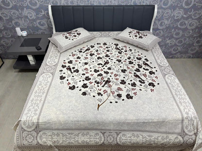Jaypuri Cotton Double Bed Bedsheet 93x108 | Premium Traditional Print | Soft & Comfortable Fabric