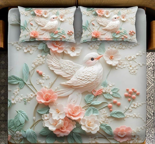 Luxury 7D Printed King Size Bedsheet 108×108 with Pillow Covers