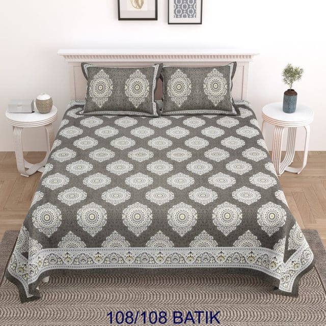 Traditional Batik Printed King Bedsheet – Large Size 108×108