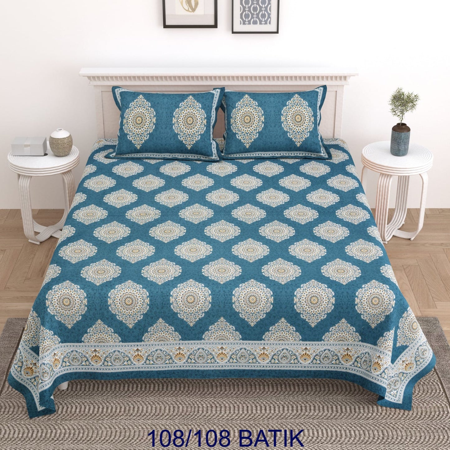 Traditional Batik Printed King Bedsheet – Large Size 108×108