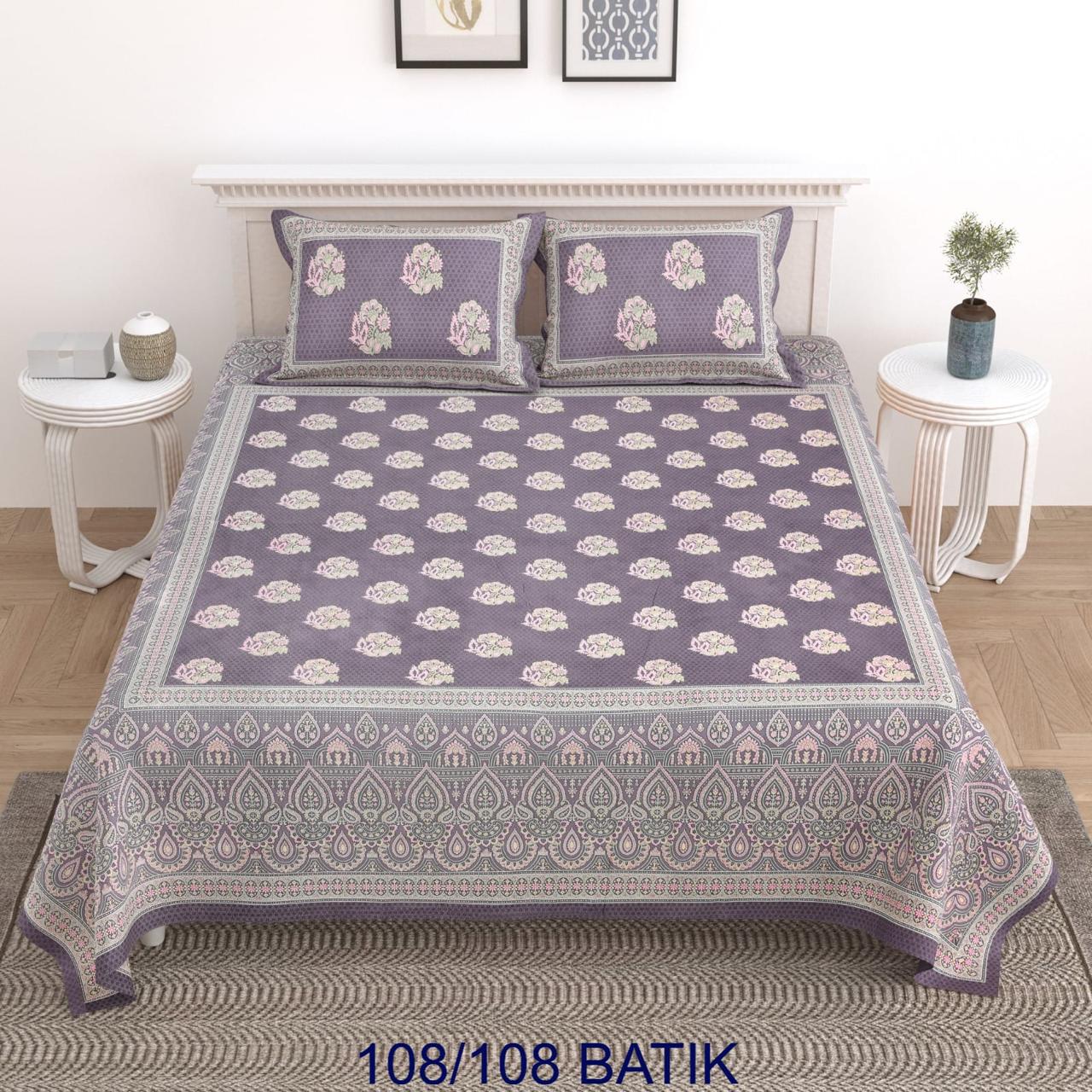 Traditional Batik Printed King Bedsheet – Large Size 108×108