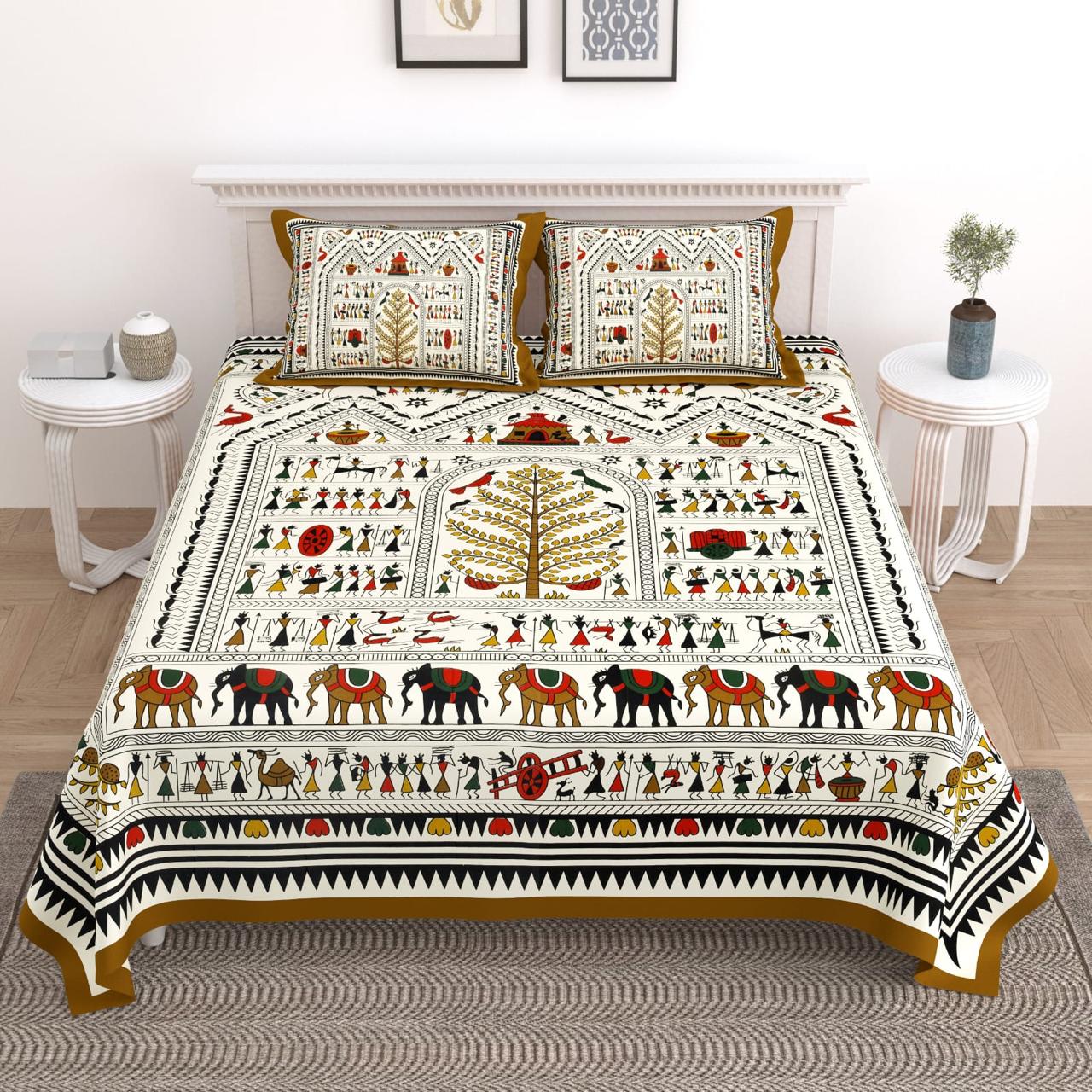 Traditional Batik Printed King Bedsheet – Large Size 108×108