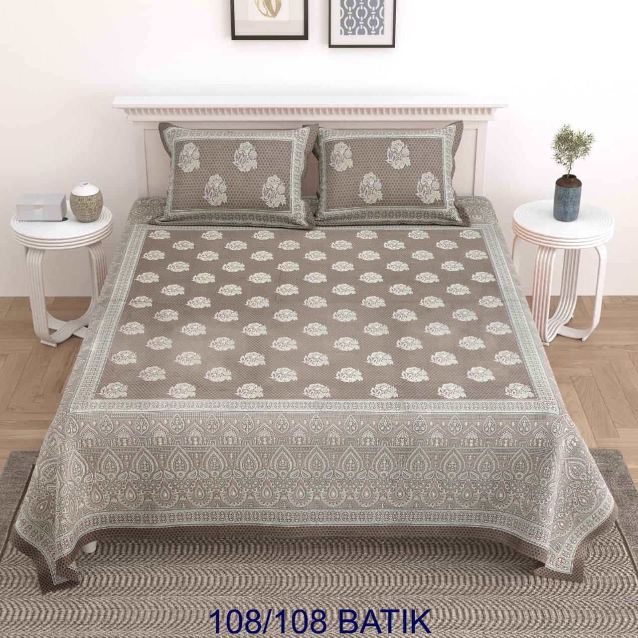 Traditional Batik Printed King Bedsheet – Large Size 108×108